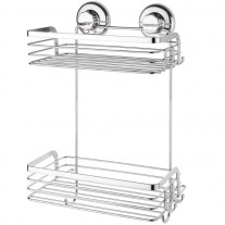 Suction Cup Shower Caddy with Hooks (2 Tier) HA-53736